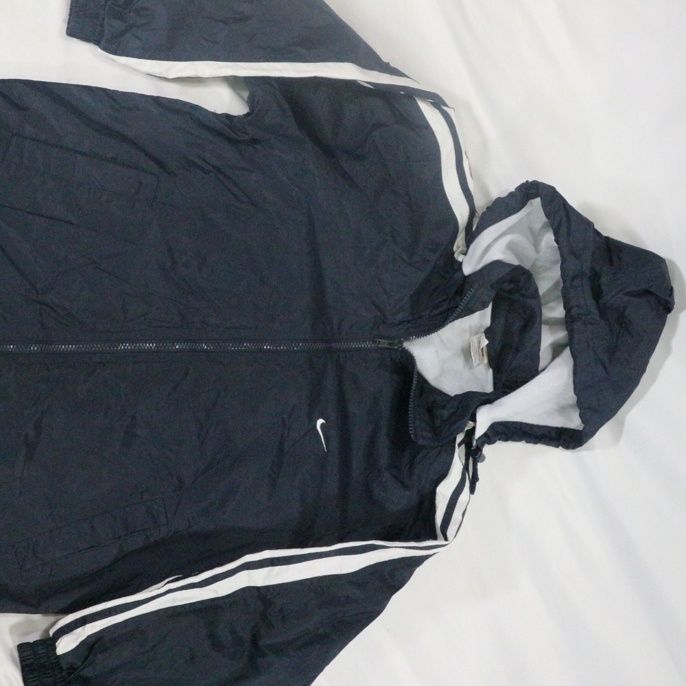 VTG NIKE Navy 'Big Swoosh' Removable Hood Jacket - Picture 4 of 8